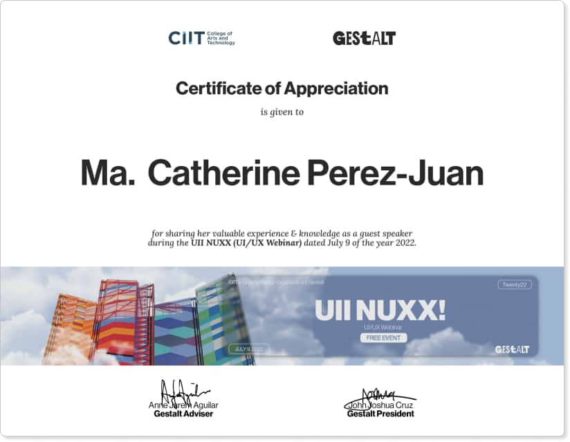 CIIT Certificate of Appreciation