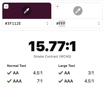 a screenshot of a contrast ratio checker